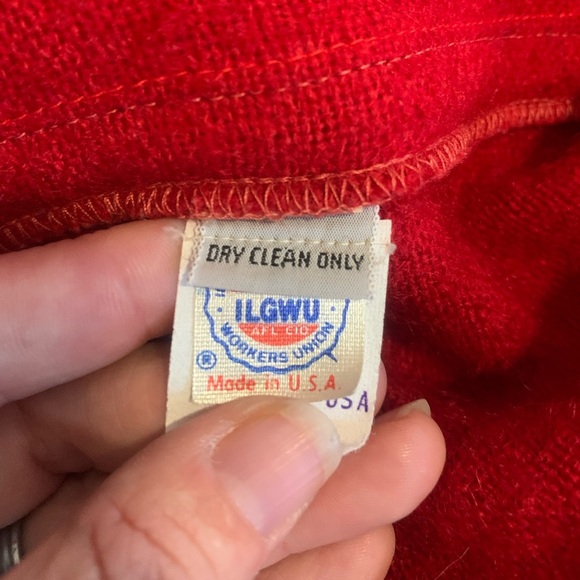 Vintage 70s/80s Liz Claiborne Red Cropped Mohair & Wool Blend Blazer Size 4 - Picture 7 of 9